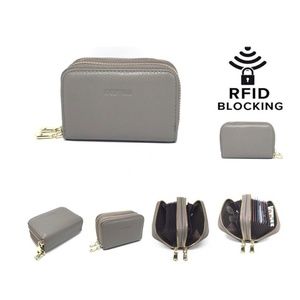 RFID Blocking Leather Zip Coin, Credit Card Holder